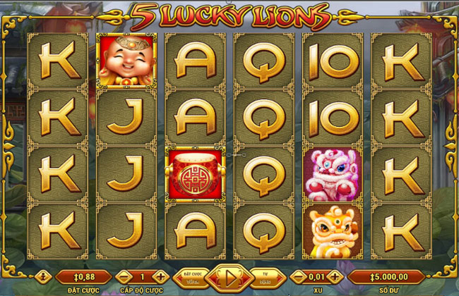 5 Lucky Lions Slot - Hướng dẫn chơi - nạp, rút tiền - Casino 7Ball - Sòng bài online uy tín số 1 Việt Nam